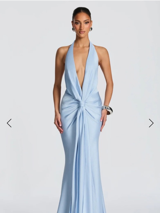 Babyboo Fashion Dresses & Skirts - BABYBOO Linnette Gowl - Backless Ice Blue Halter Gown with Front Twist